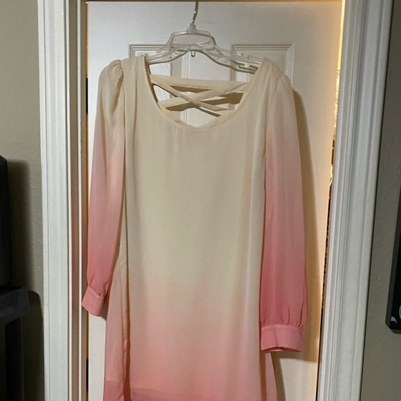 PERCH by Blu Pepper Women’s Midi Dress Peach Cream 35" Criss Cross Back Size 1X - Picture 8 of 10
